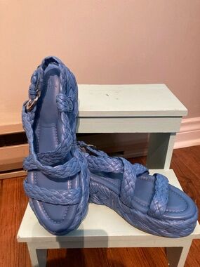 Marc Fisher Braided Platform Sandals in Periwinkle